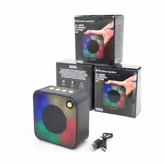 Amazon Новый Открытый Дом Портативный Подарок Беспроводной Красочный Свет Сабвуфер Звуковая Коробка RGB Тканевая Сетка Ipx 4 Водонепроницаемый Bluetooth Мини-динамик